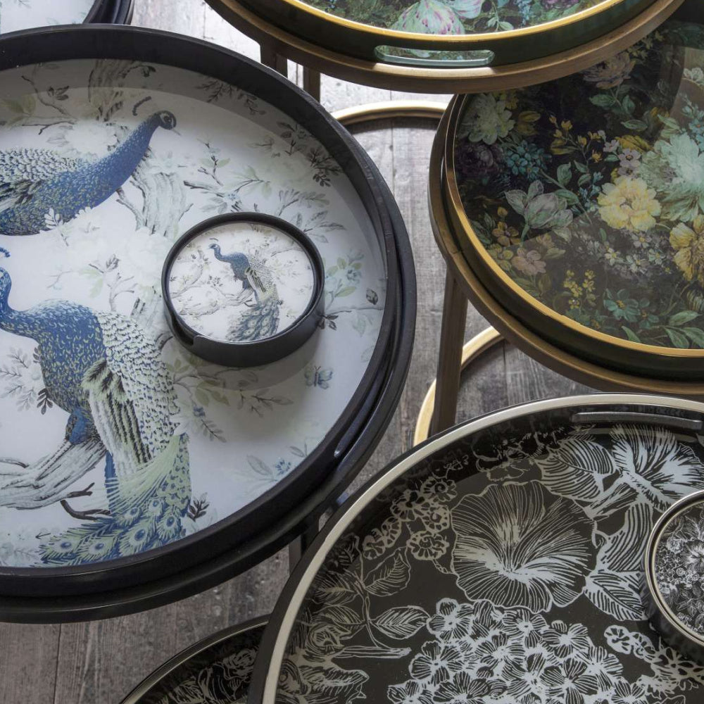 Laura Ashley Belvedere Peacock Print Set Of 2 Side Tables