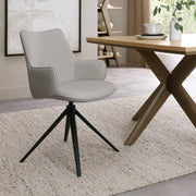 Rowan - 360° Self Returning Swivel Chair in a Light Grey Faux Leather with Black Legs (Single)