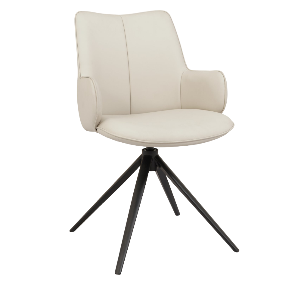 Rowan - 360° Self Returning Swivel Chair in a Ivory Faux Leather with Black Legs (Single)