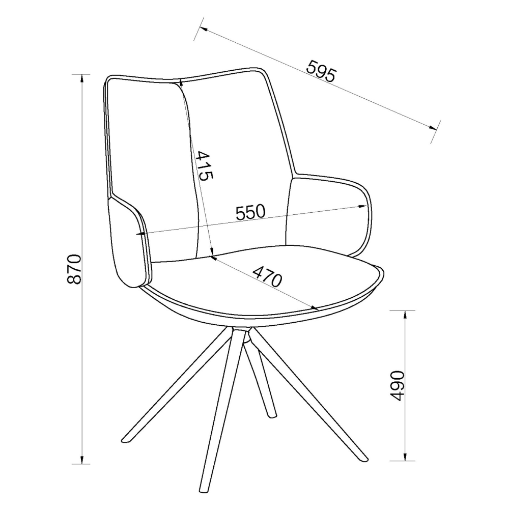 Rowan - 360° Self Returning Swivel Chair in a Ivory Faux Leather with Black Legs (Single)
