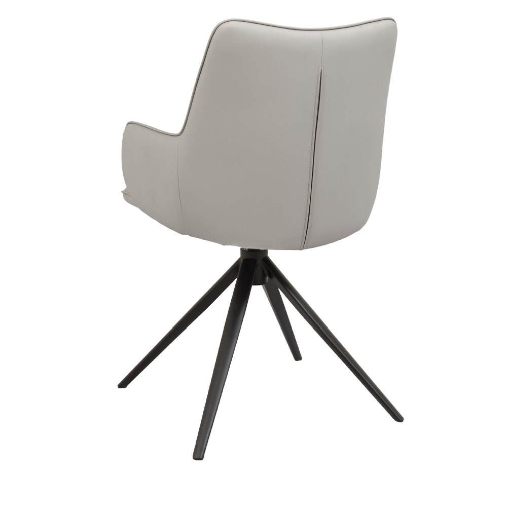 Rowan - 360° Self Returning Swivel Chair in a Light Grey Faux Leather with Black Legs (Single)