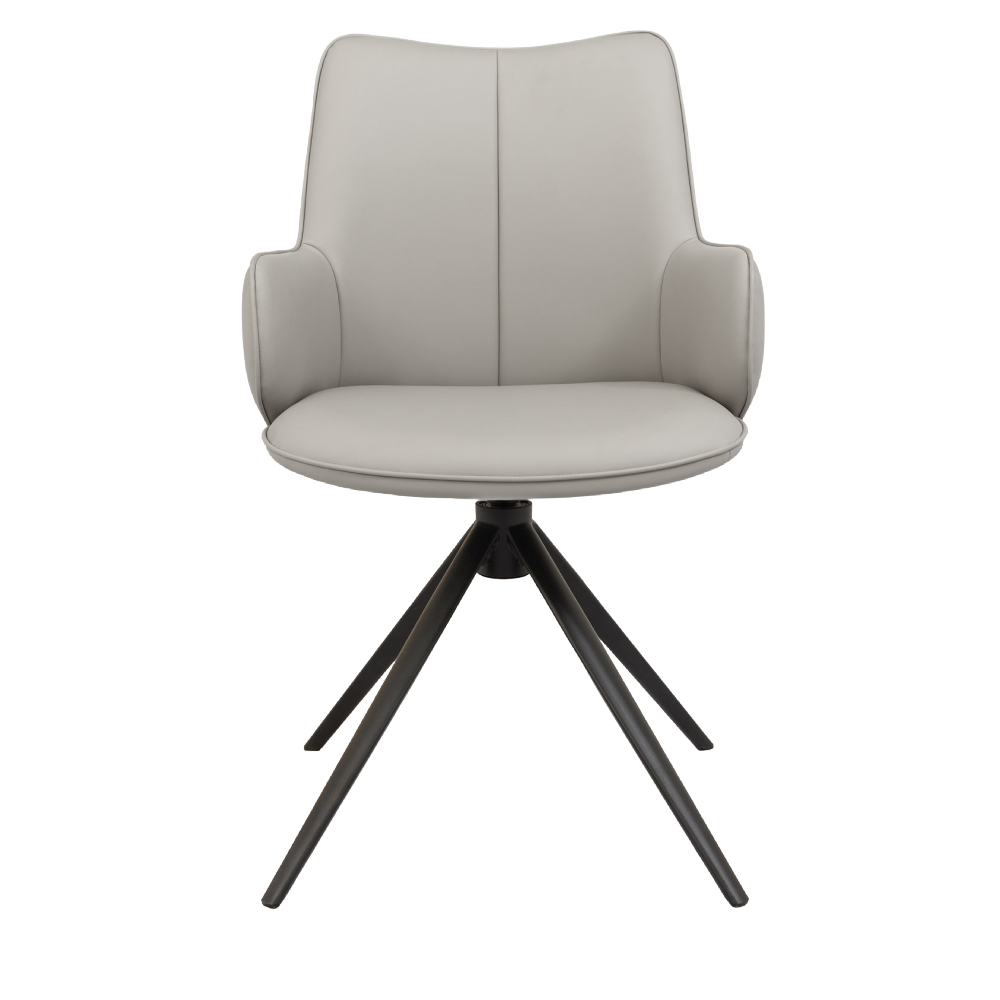 Rowan - 360° Self Returning Swivel Chair in a Light Grey Faux Leather with Black Legs (Single)