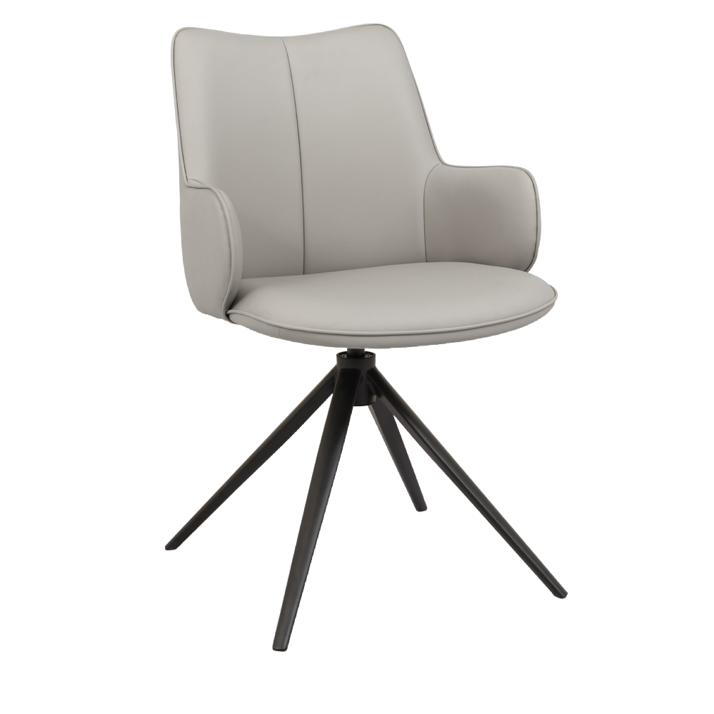 Rowan - 360° Self Returning Swivel Chair in a Light Grey Faux Leather with Black Legs (Single)