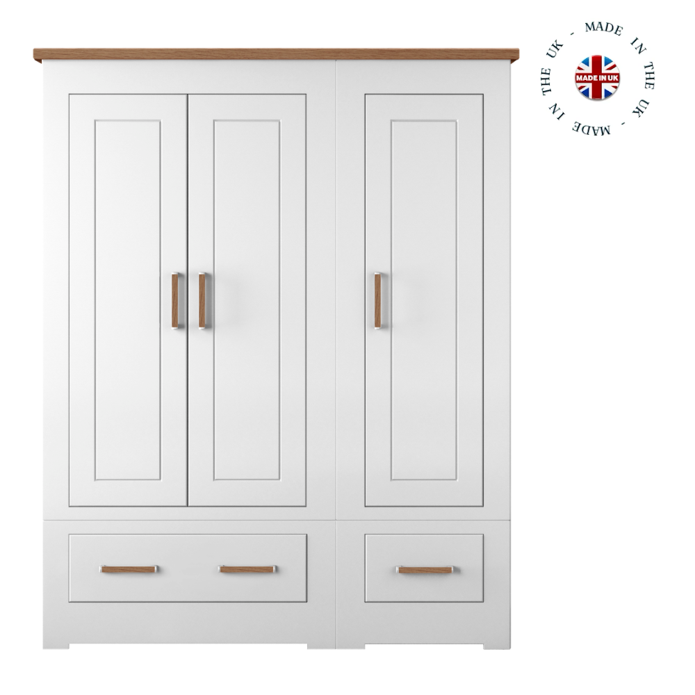 Modo Painted  Triple Wardrobe with 2 drawers
