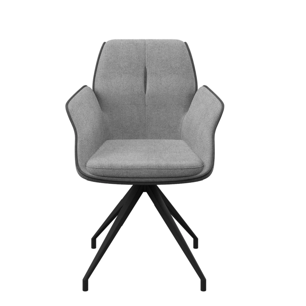 Sicily Fabric Swivel Dining ArmChair Grey