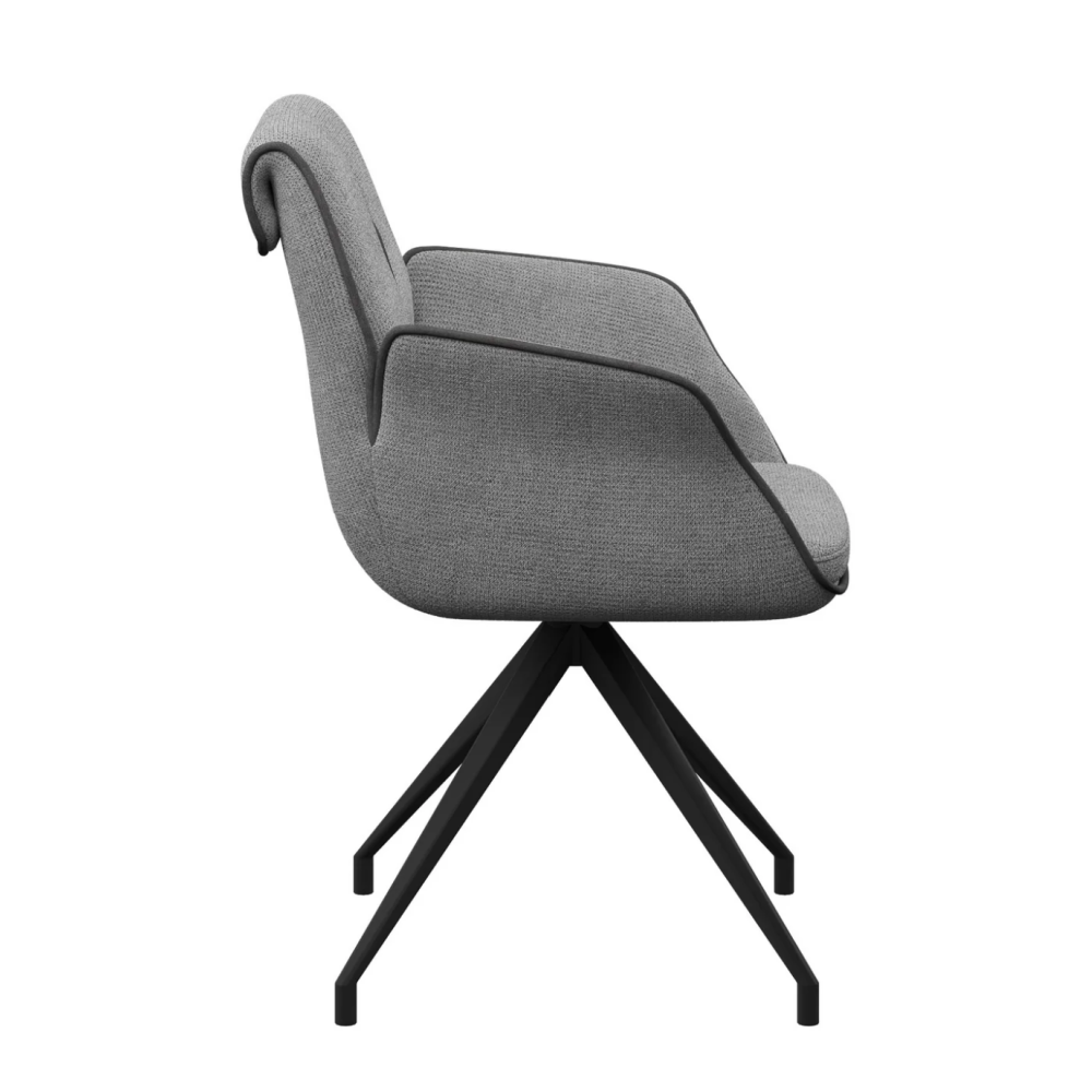 Sicily Fabric Swivel Dining ArmChair Grey