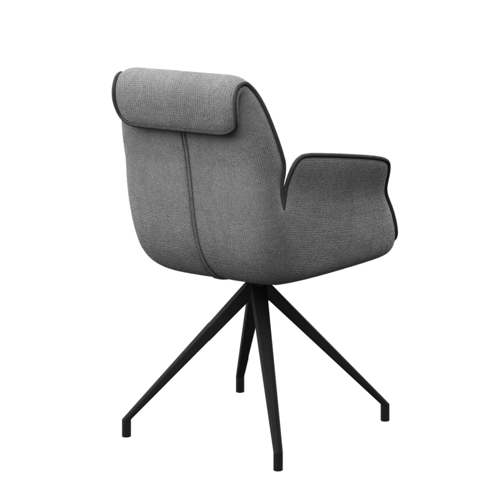 Sicily Fabric Swivel Dining ArmChair Grey