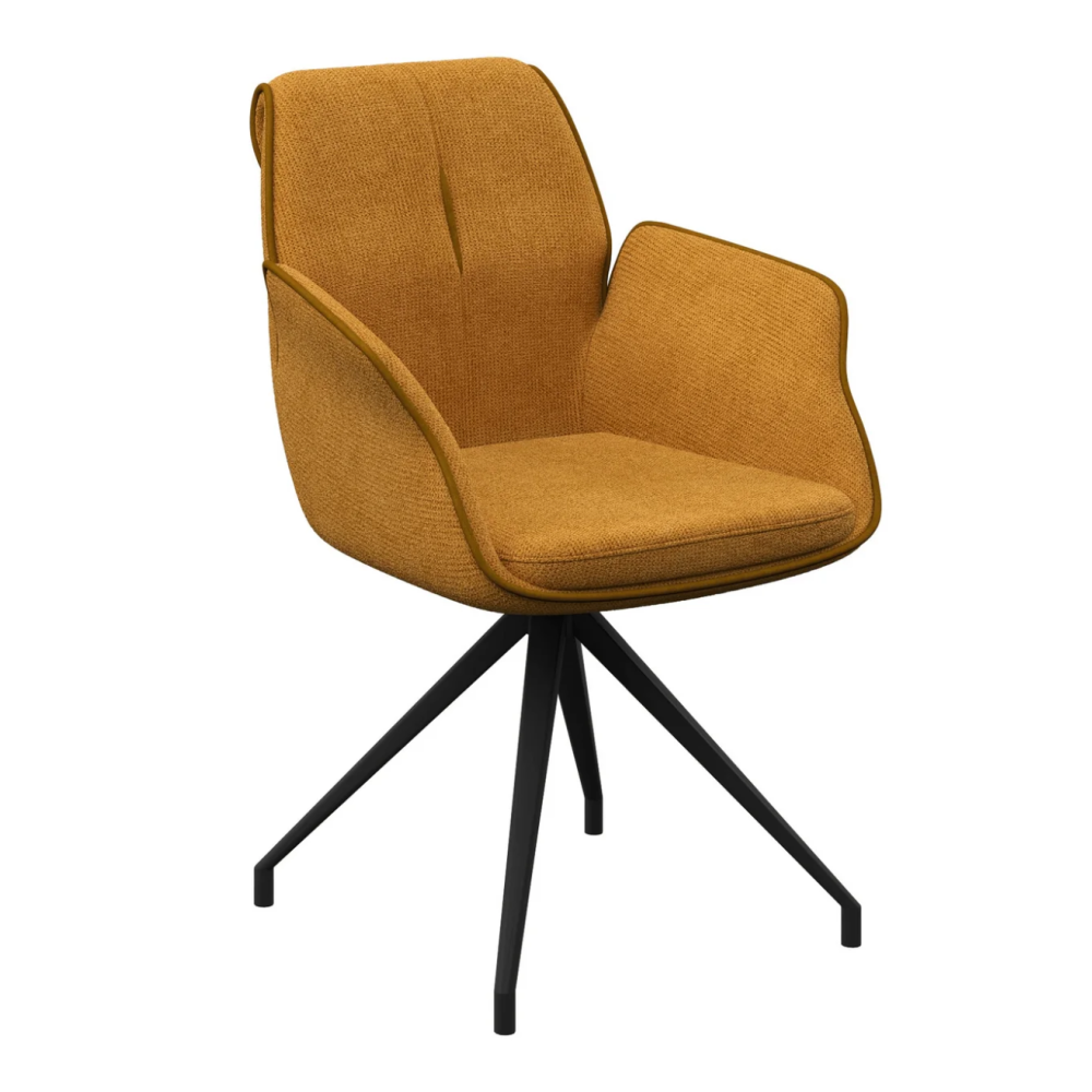 Sicily Fabric Swivel Dining ArmChair Burnt Orange