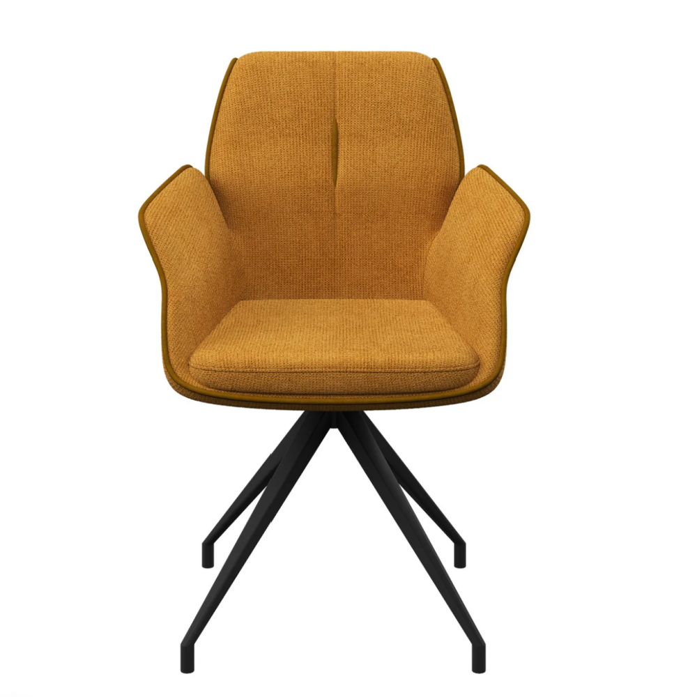 Sicily Fabric Swivel Dining ArmChair Burnt Orange