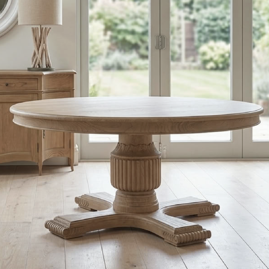 180cm Sofia Round Dining Table Smoked oak
