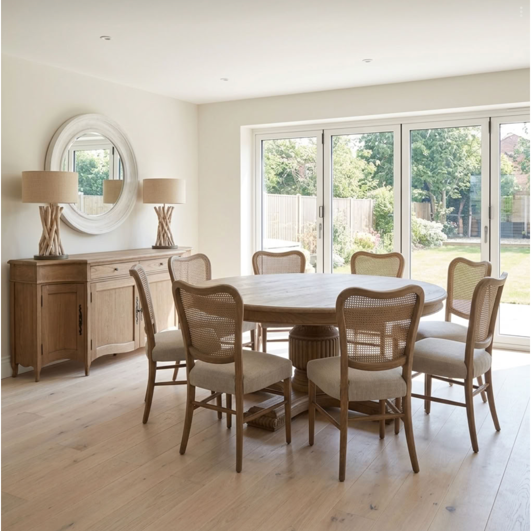 180cm Sofia Round Dining Table Smoked oak