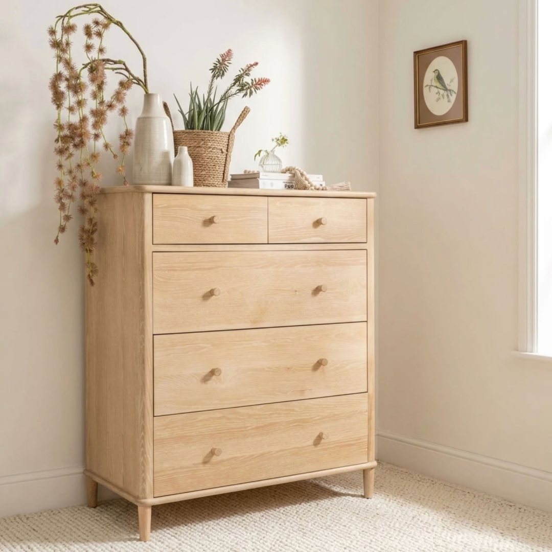 Willow washed oak 5 DRAWER CHEST