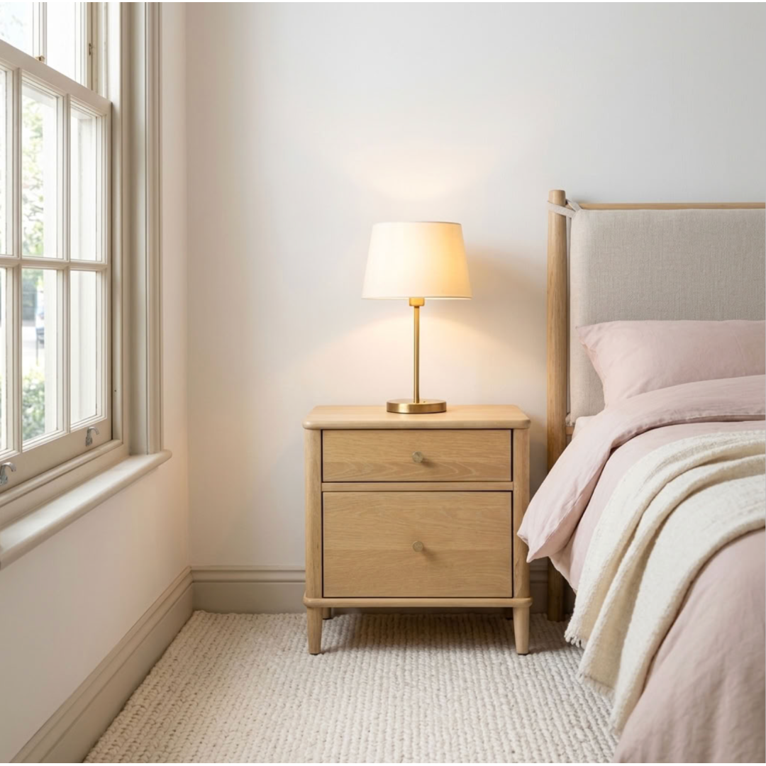 Willow washed oak 2 drawer bedside