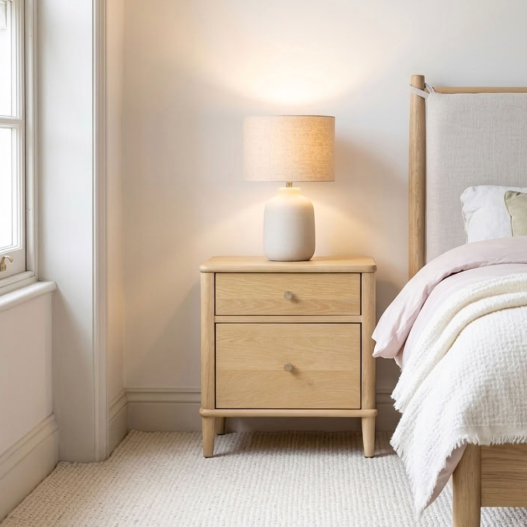 Willow washed oak 2 drawer bedside