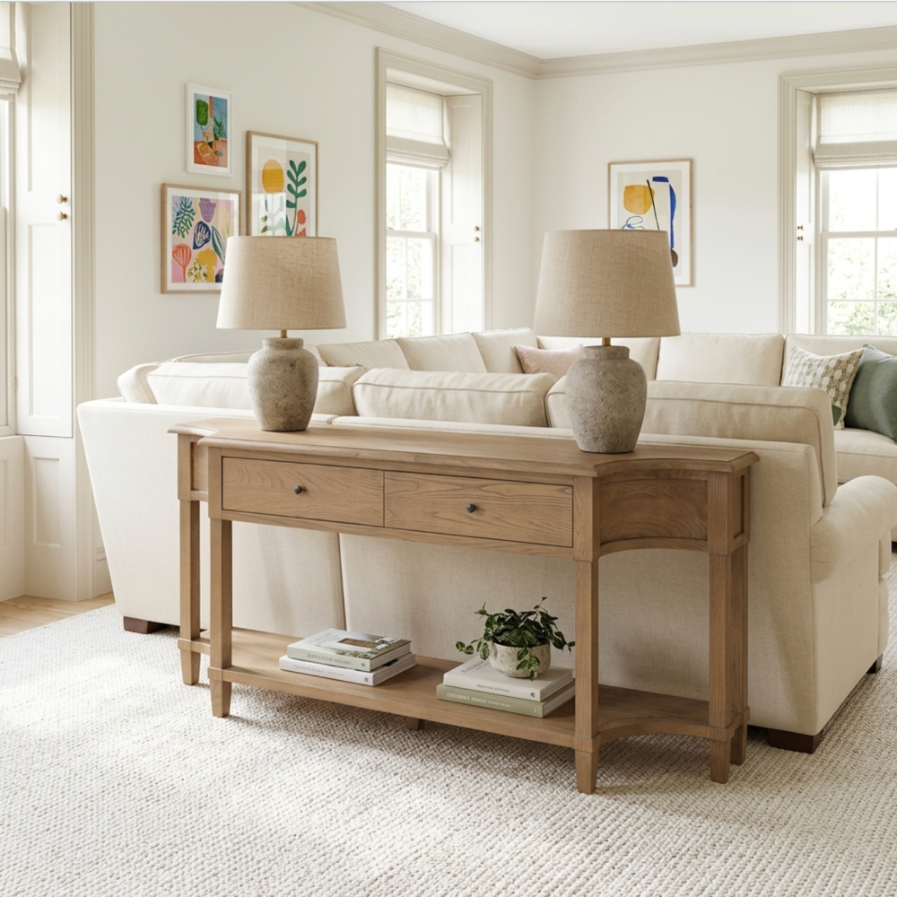 170cm Sofia Sofa Table – Smoked Oak