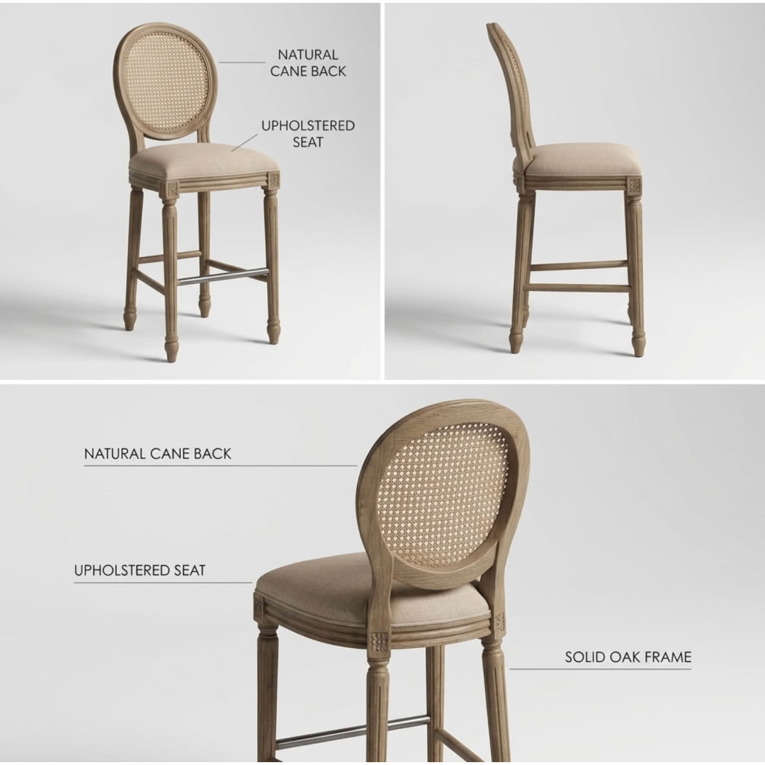 Sofia Rattan Back Balloon Counter Stool Smoked Oak