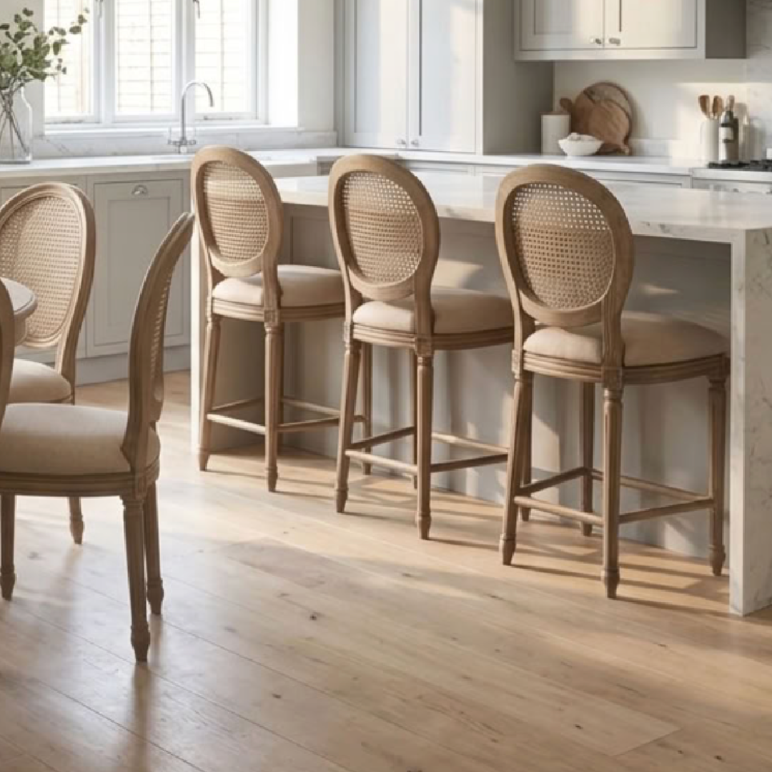 Sofia Rattan Back Balloon Counter Stool Smoked Oak