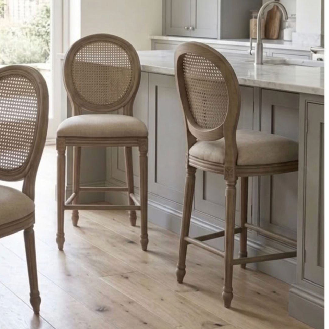 Sofia Rattan Back Balloon Counter Stool Smoked Oak