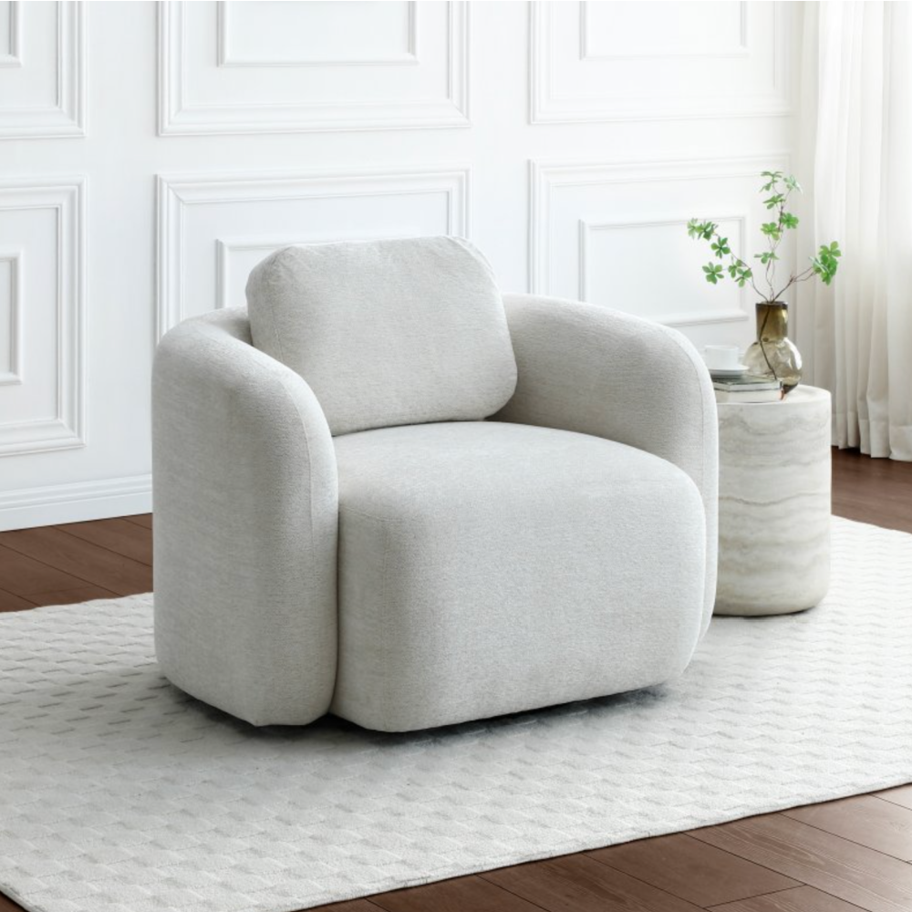 Mitch Swivel Chair Natural Soft Chenille