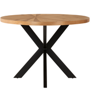 Sunburst Oak Round Dining Table