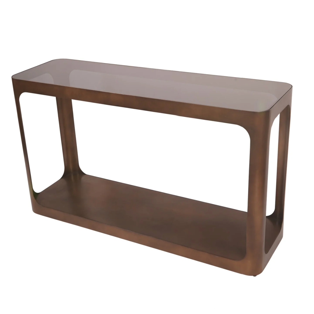 Libra Interiors Thorpe Square Metal and Glass Console Table