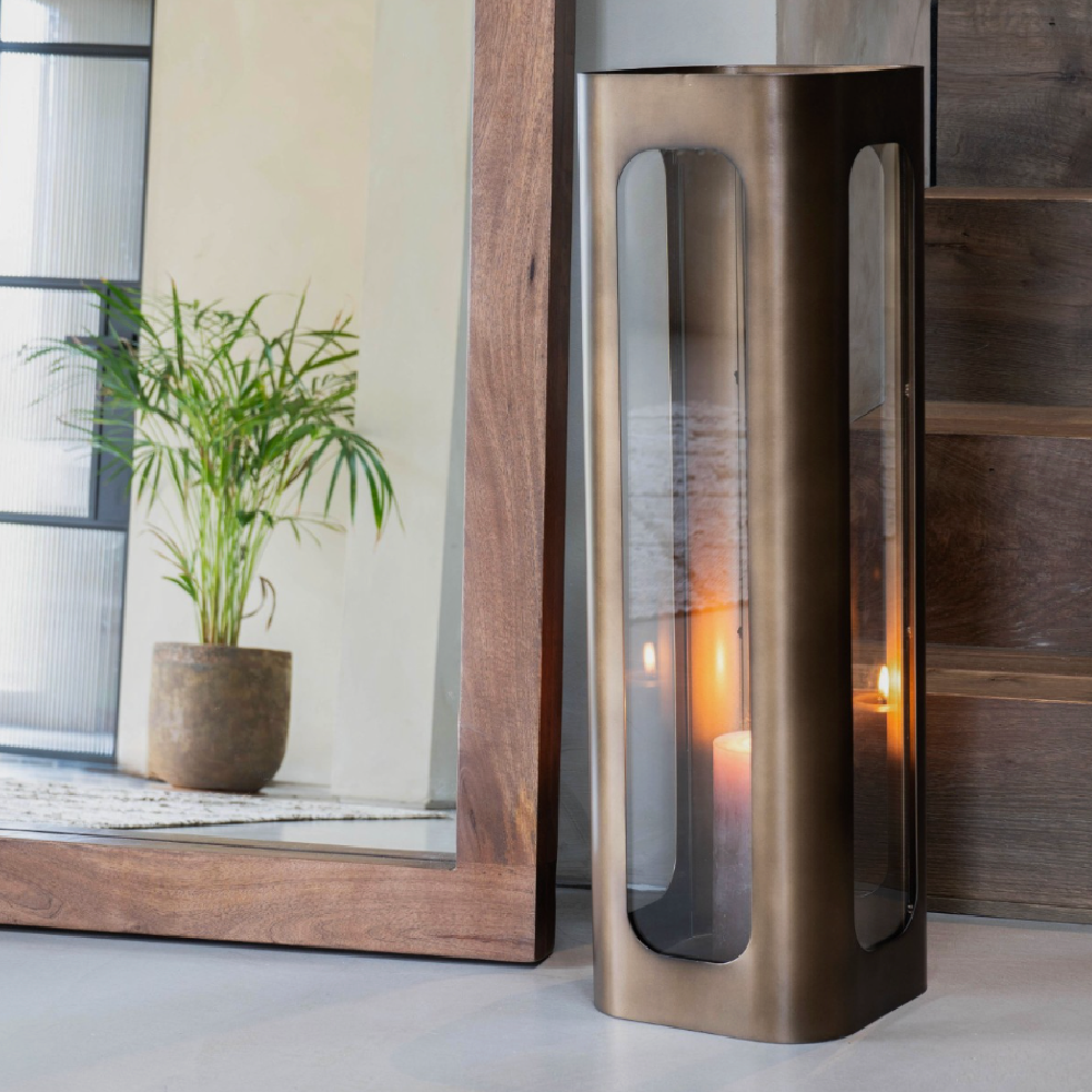 Libra Interiors Thorpe Metal and Glass Hurricane Lantern - 3 sizes