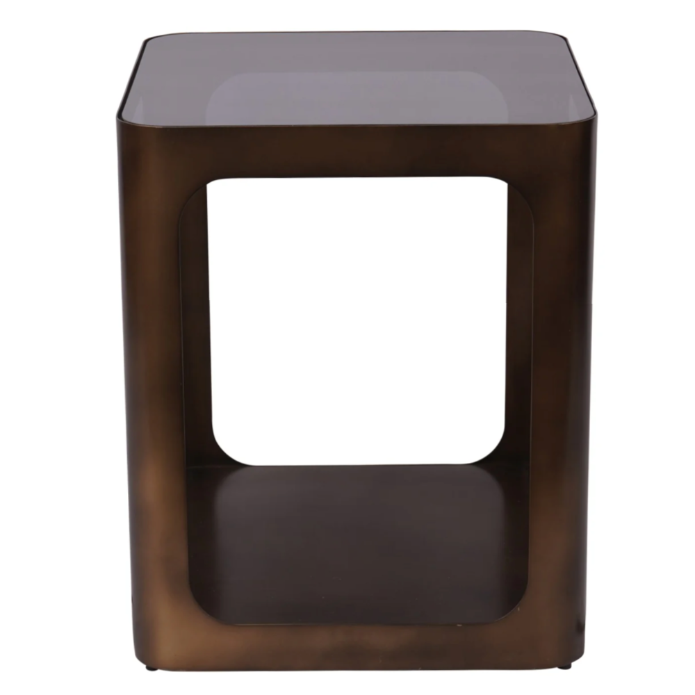 Libra Interiors Thorpe Square Metal and Glass Side Table