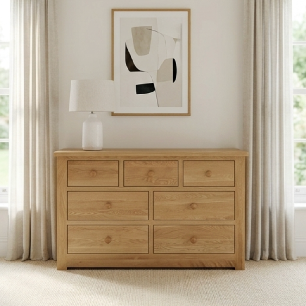 Torino Solid Oak 7 Drawer Wide Chest