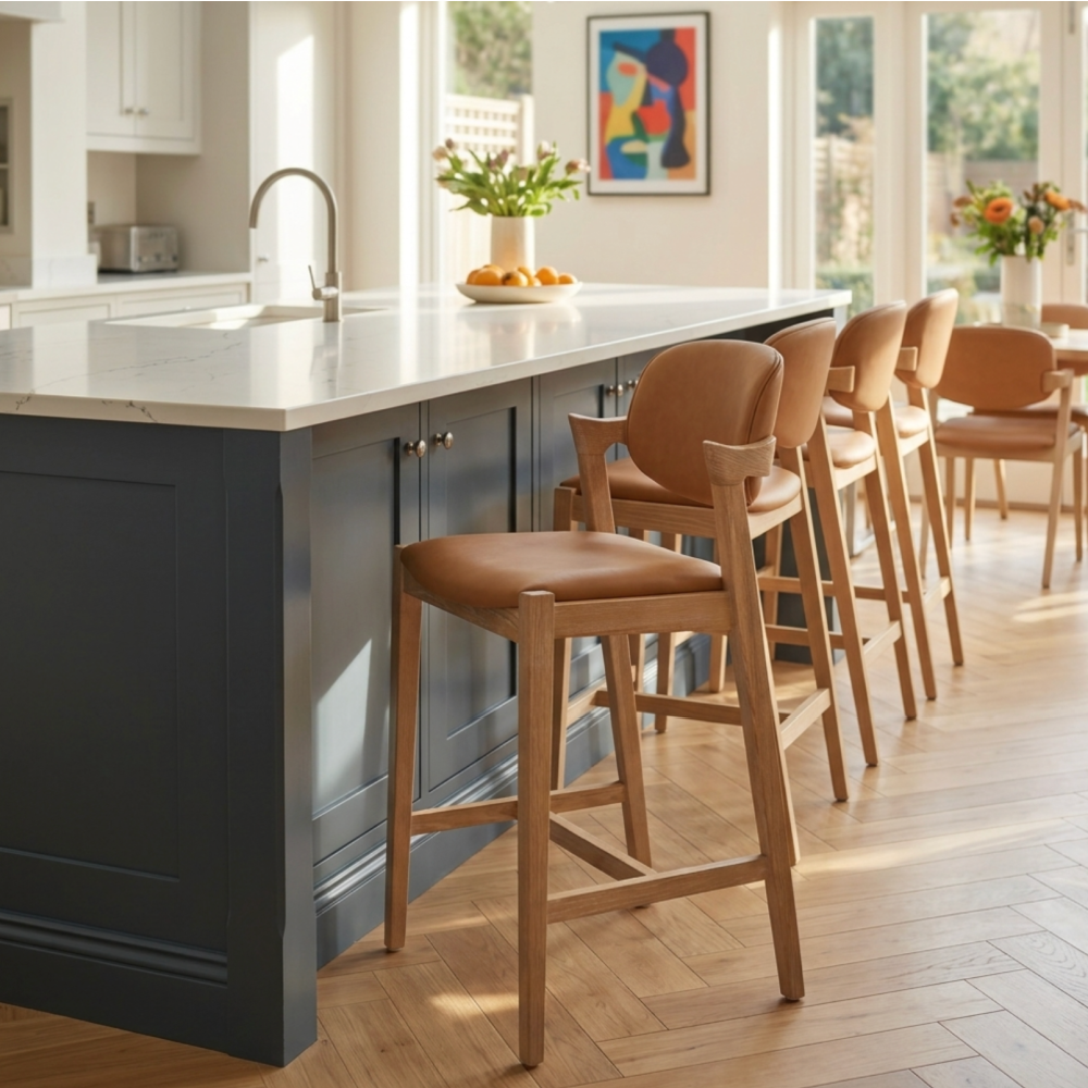 Mila Cognac PU Stool – 67cm Seat Height