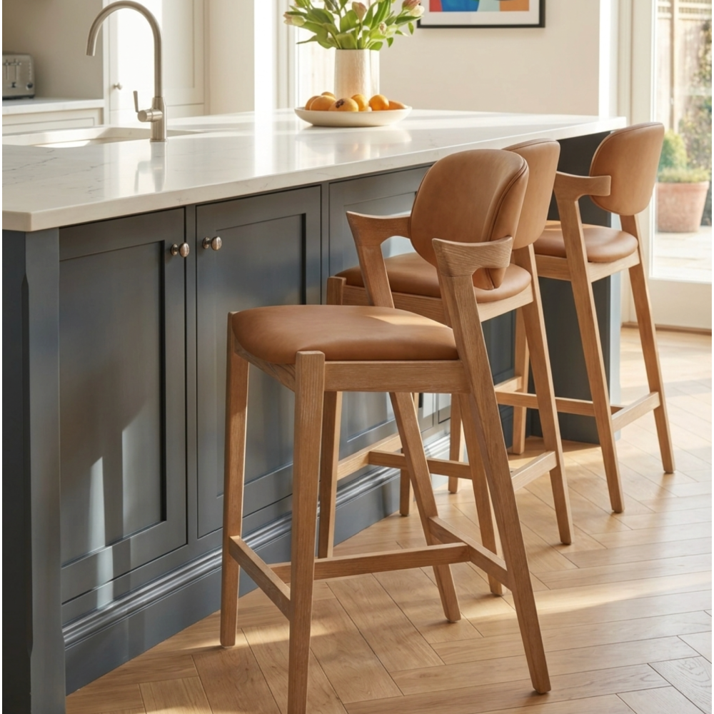 Mila Cognac PU Stool – 67cm Seat Height