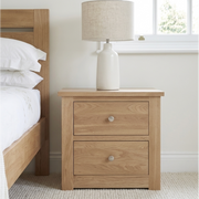 Torino Solid Oak Wide 2 Drawer bedside