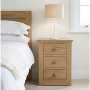 Torino Solid Oak 3 Drawer bedside