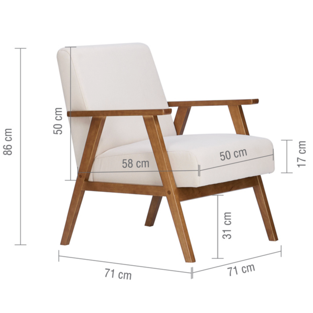 ELLWOOD FABRIC ARMCHAIR - CREAM & OAK