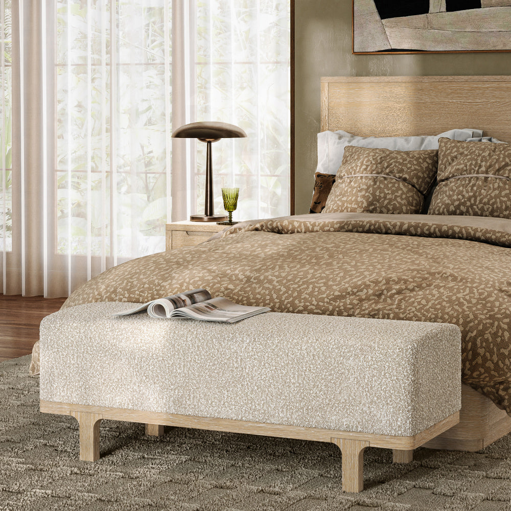 Potobello Washed Oak Upholstered Bench