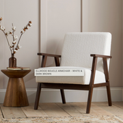 ELLWOOD BOUCLE ARMCHAIR - WHITE & DARK BROWN