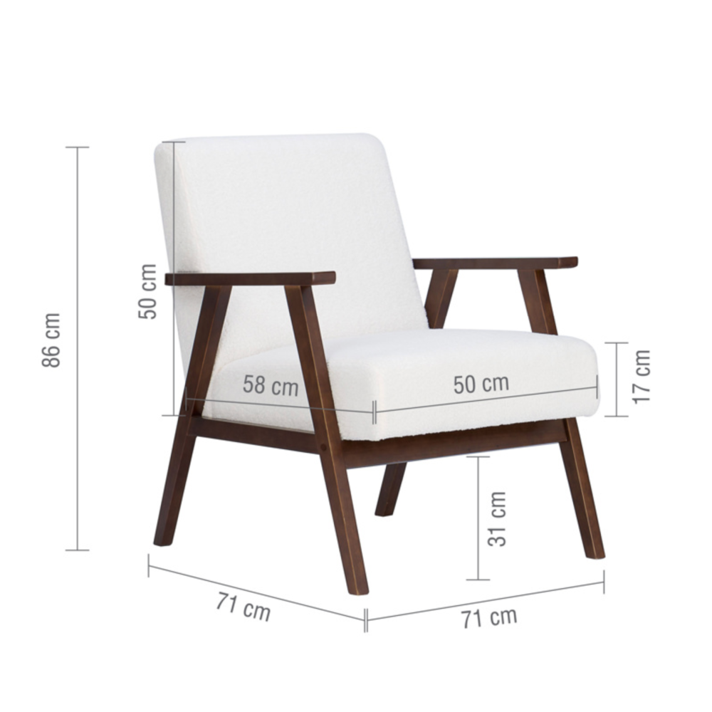 ELLWOOD BOUCLE ARMCHAIR - WHITE & DARK BROWN