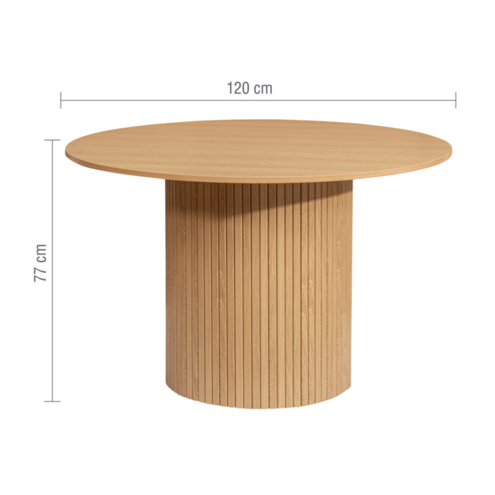 AXEL ROUND FLUTED DINING TABLE OAK