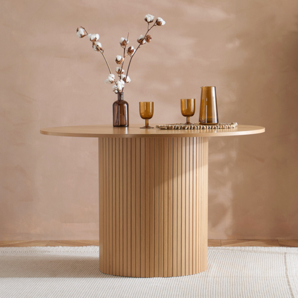 AXEL ROUND FLUTED DINING TABLE OAK