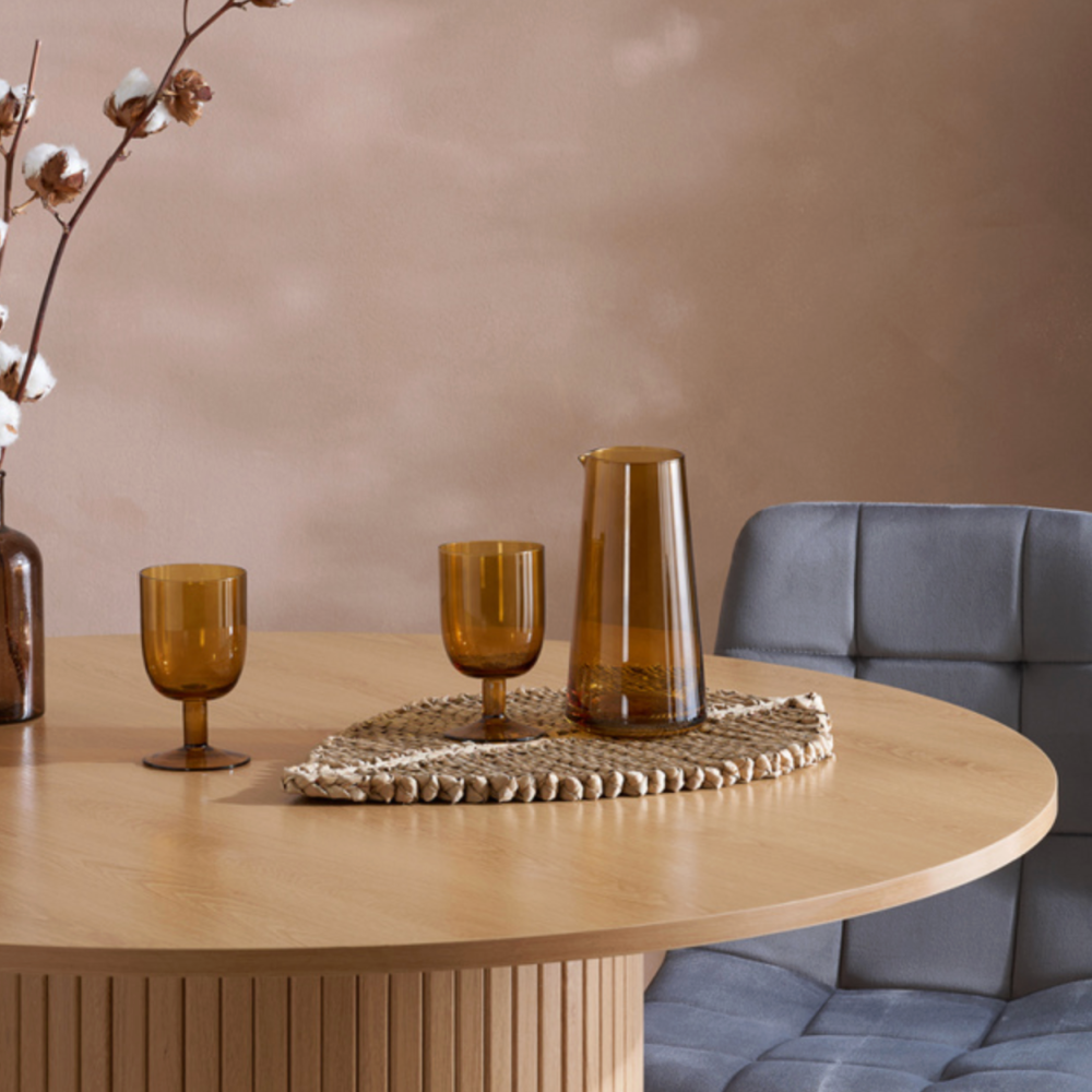 AXEL ROUND FLUTED DINING TABLE OAK