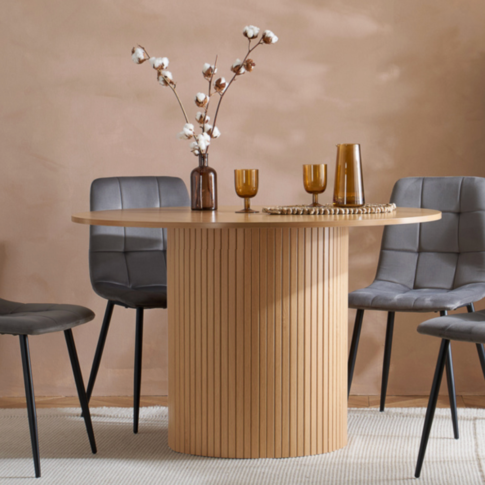 AXEL ROUND FLUTED DINING TABLE OAK