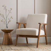 ELLWOOD FABRIC ARMCHAIR - CREAM & OAK