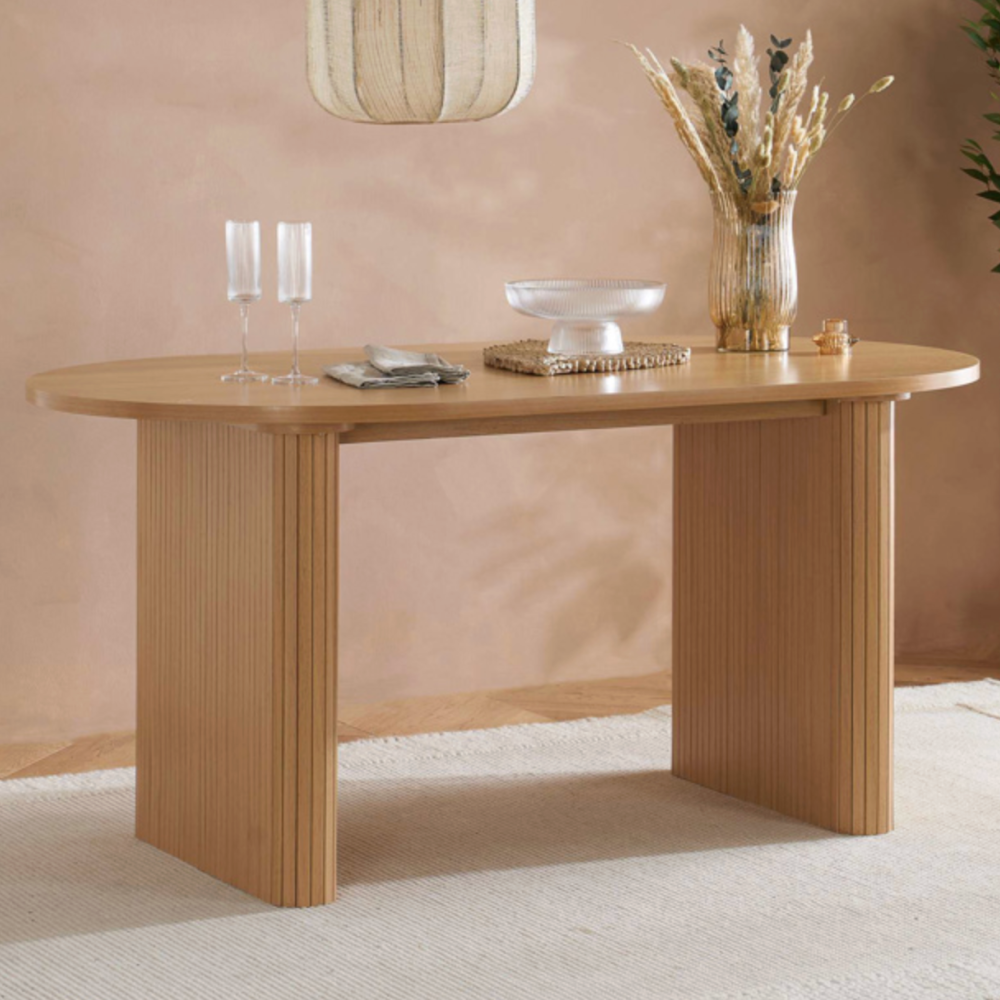 OVAL FLUTED DINING TABLE OAK
