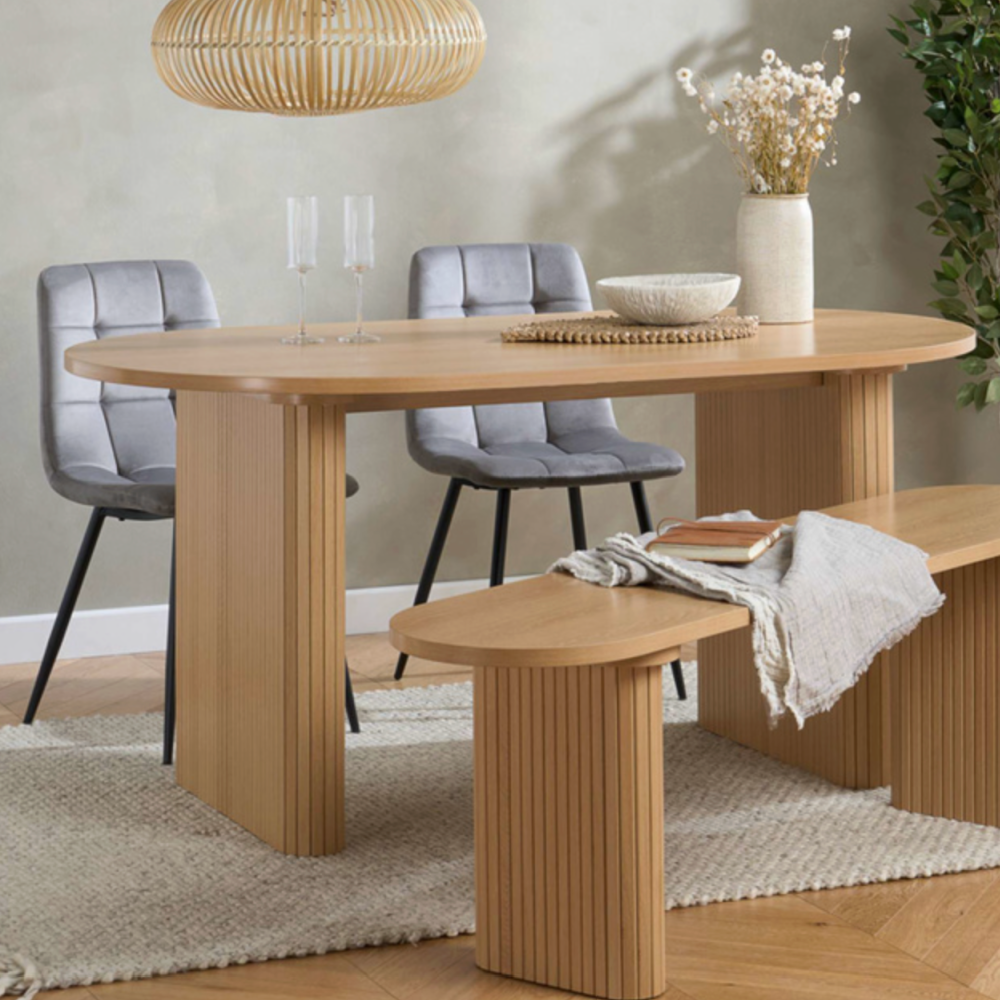 OVAL FLUTED DINING TABLE OAK