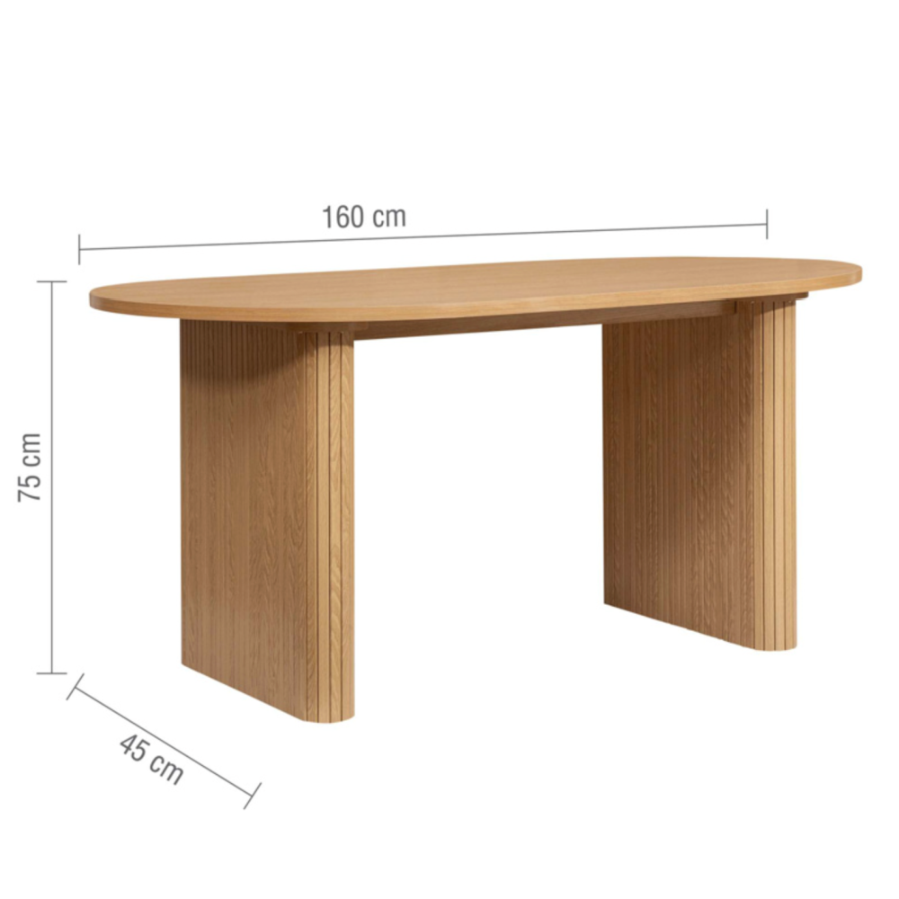 OVAL FLUTED DINING TABLE OAK
