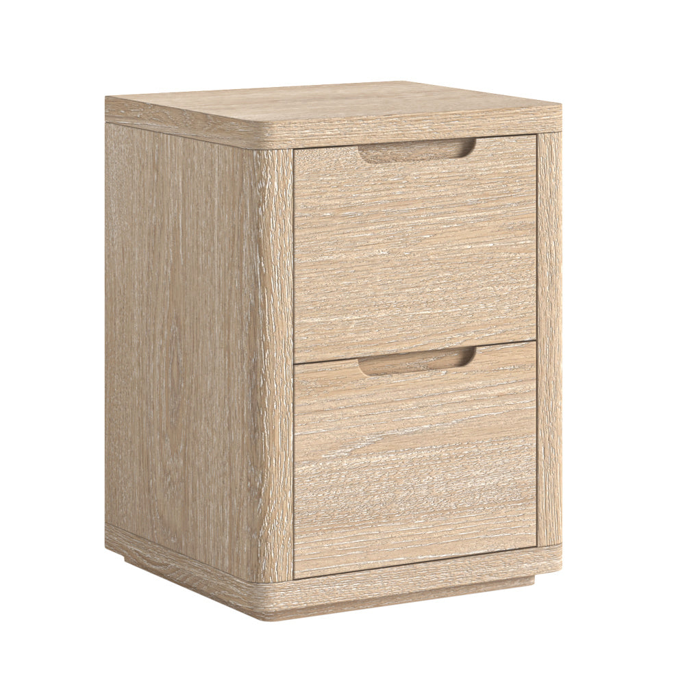 Portobello washed oak large 2 drawer bedside