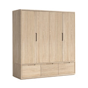 Portobello Washed Oak 4 Door Wardrobe with 3 Drawers