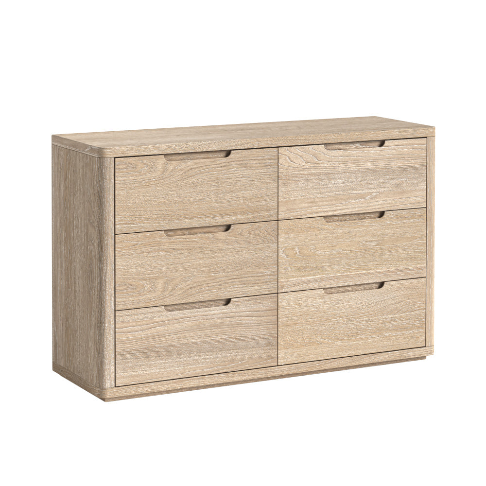 Portobello Washed Oak 6 Drawer Chest