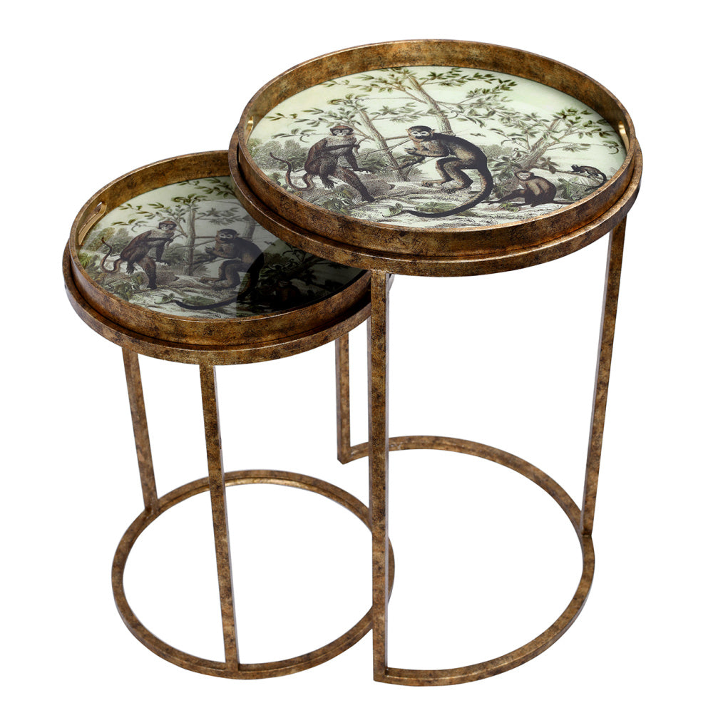 Monkey Jungle Set Of 2 Side Tray Tables
