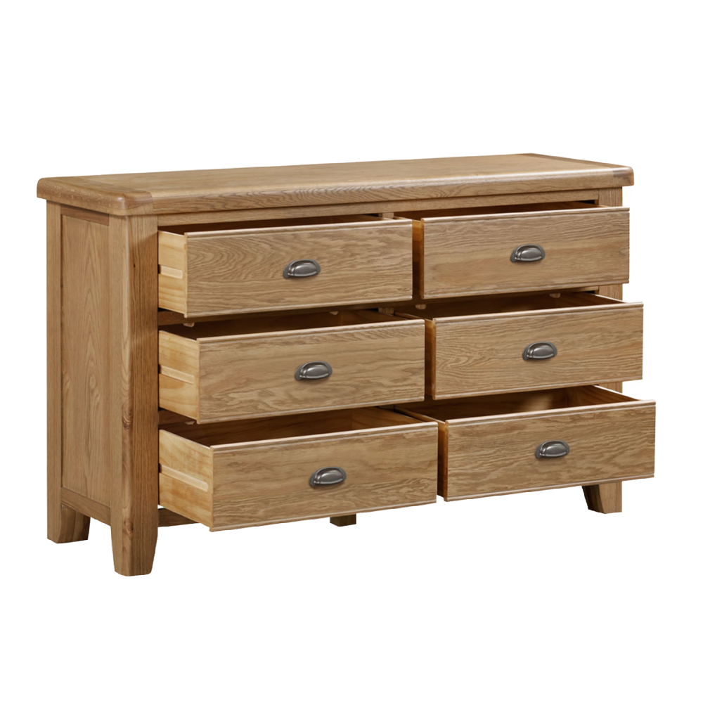 Tewkesbury Smoked Oak 6 drawer wide chest