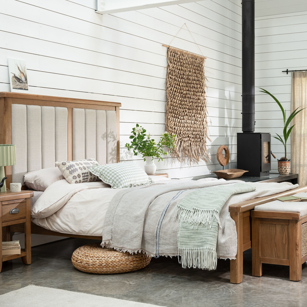 Tewkesbury Smoked Oak Upholstered Hall Bench